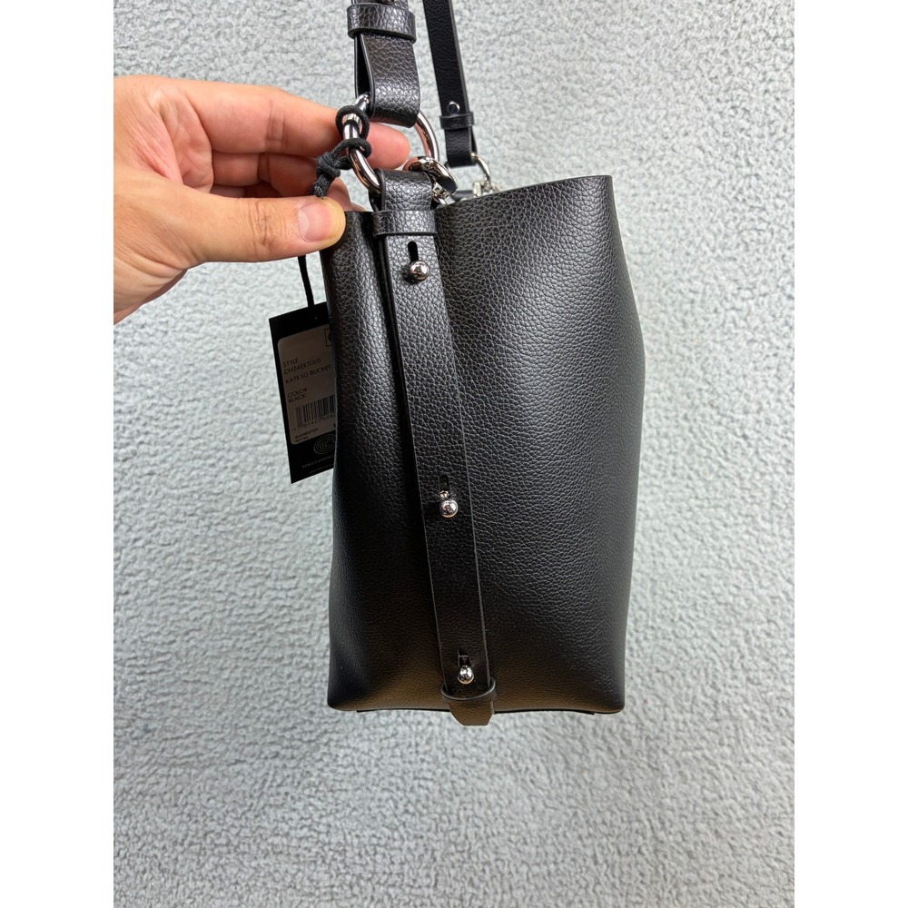 Rebecca Minkoff Kate Large Bucket Bag Womens OS Black Leather Silver Chain Purse - Picture 8 of 16